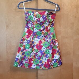 Peppermayo Strapless Floral Mini Dress - Multicolor